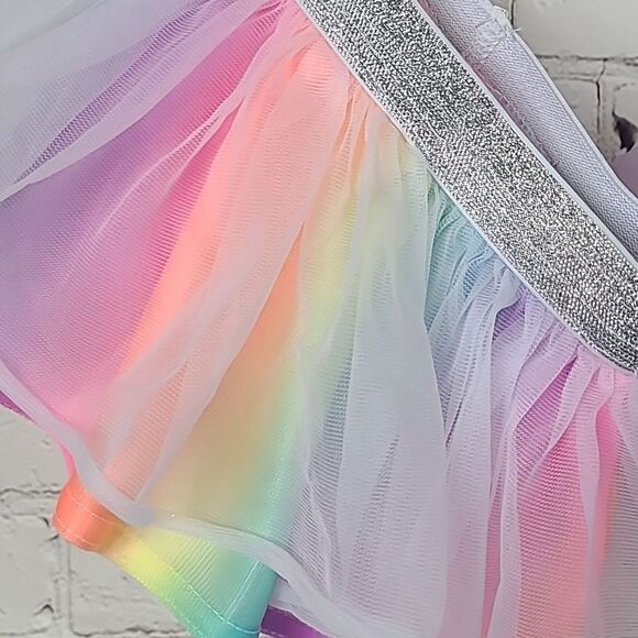 Baby Girl’s Glitter Tulle Tutu Skirt 0-3M Rainbow & Lilac Ruffled Bloomers 2-pk - Picture 3 of 10